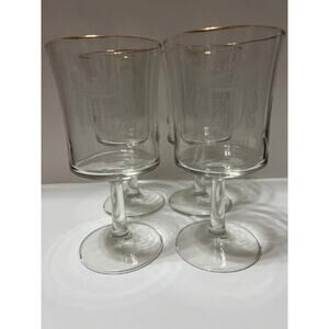 NWB "Blomquist" Crest Crystal with Gold Rim Set of 4 Wine Glasses 10oz